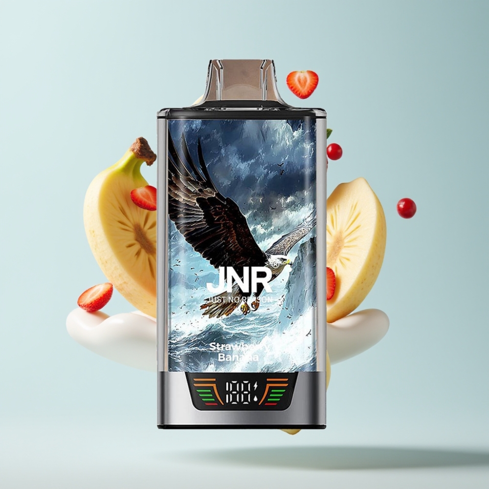 JNR Falcon Pro 28000 Disposable Vape Zemeņu Banāns 30ml 5% Nikotīns 28000 Puffi USB-C