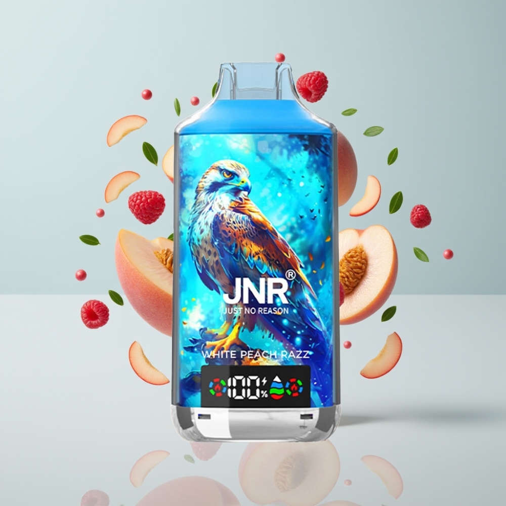 JNR Falcon X 18000 Puffs Disposable Vape Baltā Persiku Razz, 750mAh, 24ml, Type-C