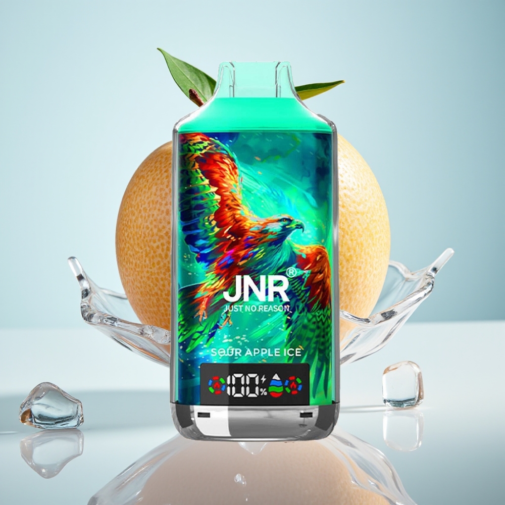 JNR Falcon X 18000 Puffs Disposable Vape Skābā ābolu ledus, 24ml, 750mAh, Type-C