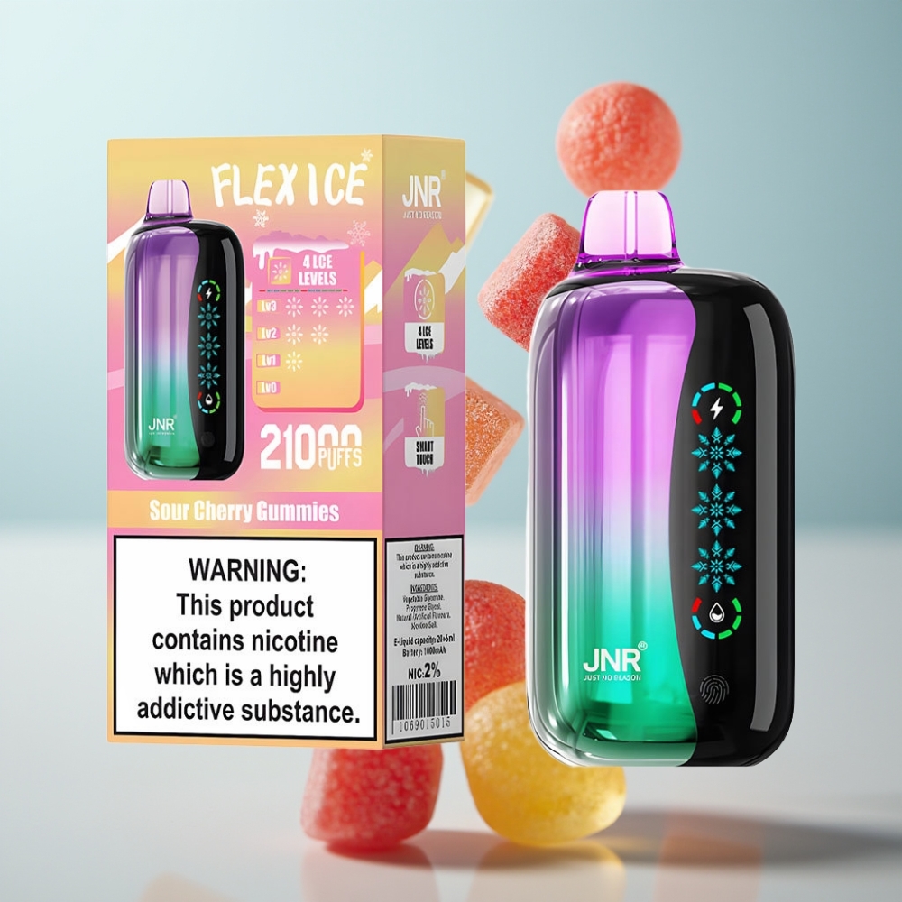JNR Flex Ice 21000 Puffs 26ml Skābā ķiršu konfektes Disposable Vape