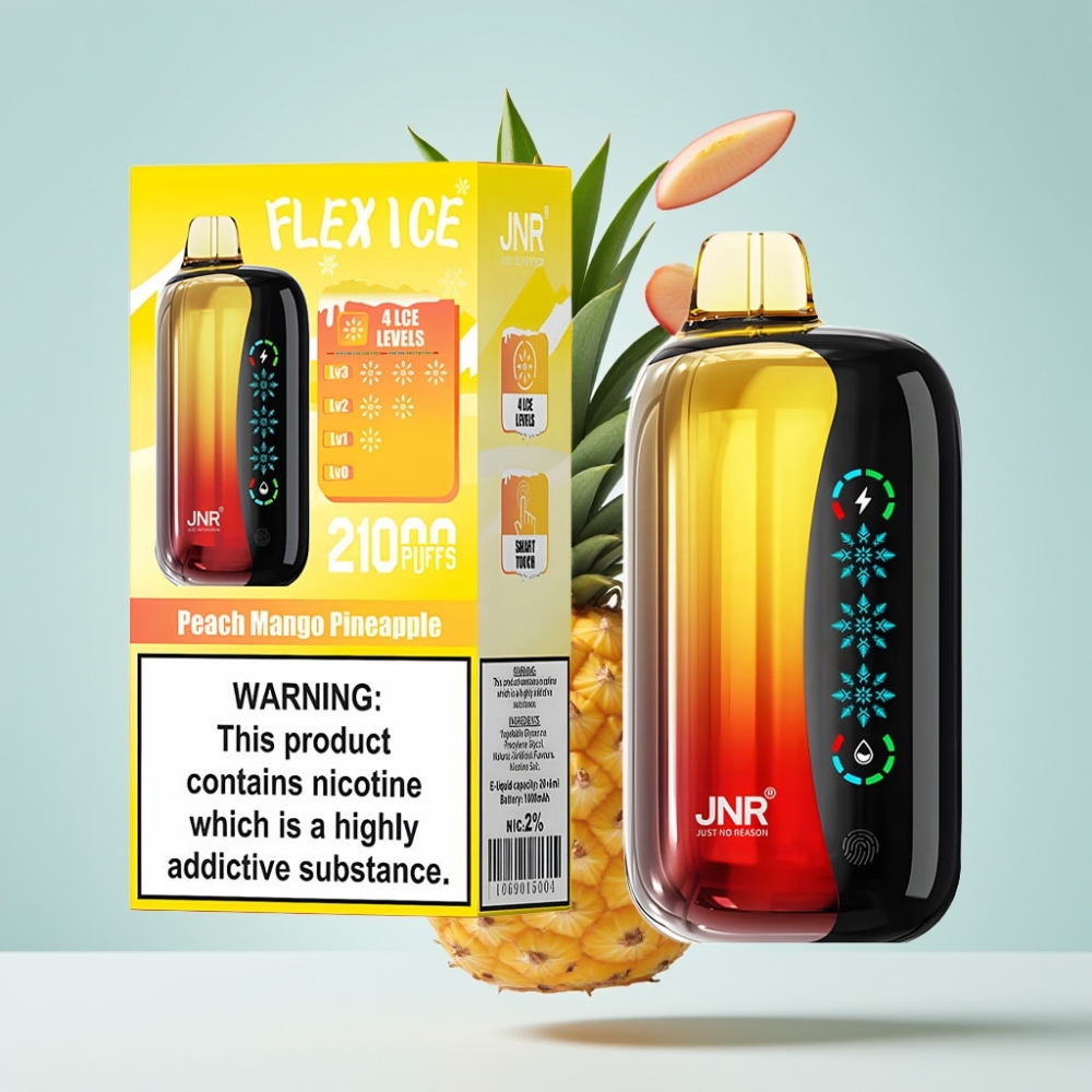 JNR Flex Ice 21000 Puffs Disposable Vape Pīrsu Mango Ananāsu, Ice Adjustable, 26ml, Type-C