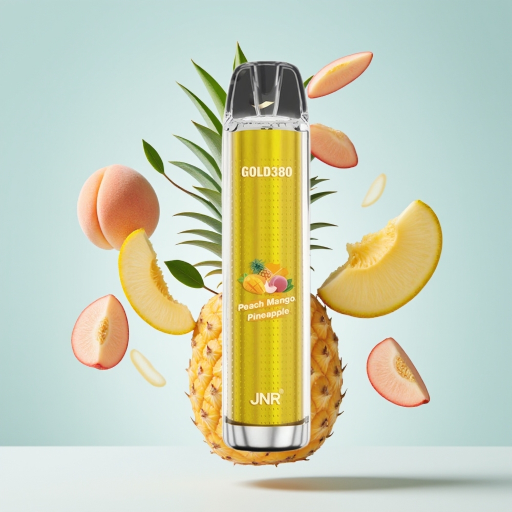JNR Gold380 6000 Puffs Disposable Vape Persiku Manga Ananāsu, 13ml, 0%/2%/5%