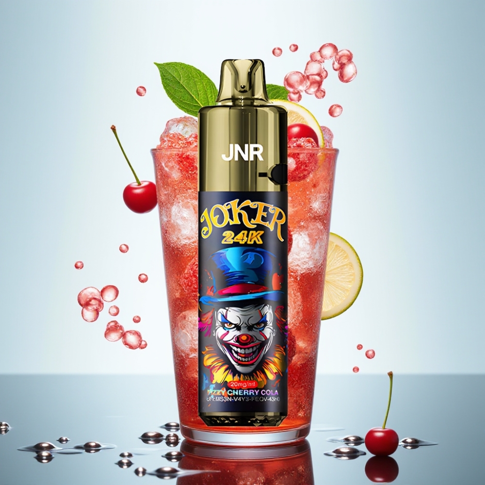 JNR Joker 24K Pūšu Refillable Disposable Vape Fizzy Cherry Cola, 800mAh, 2% nikotīna