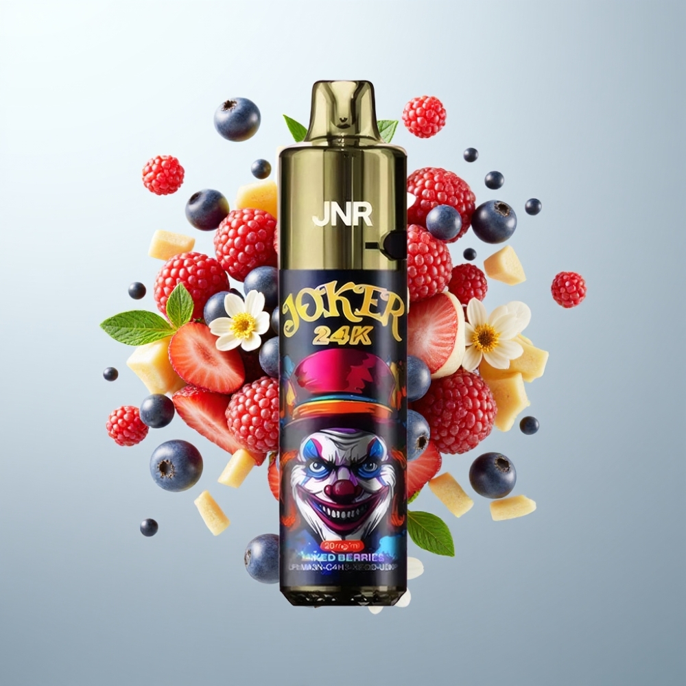 JNR Joker 24K Pūšu Refillable Disposable Vape ar Jauktām Ogām, 800mAh, Type-C