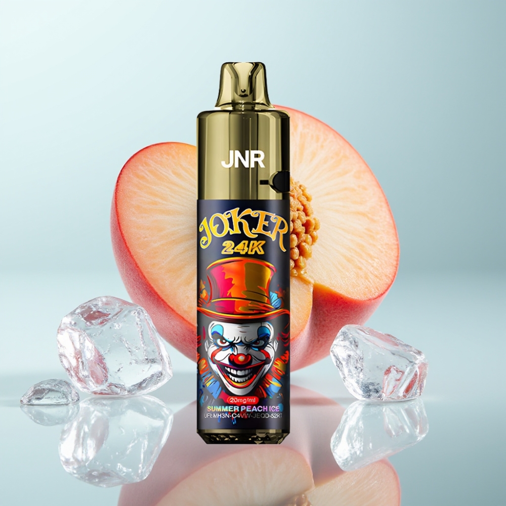 JNR Joker 24K Pūšu Refillable Vienreizējais Vape — Vasaras Persiku Ledus, 800mAh, Type-C, 2% nikotīna