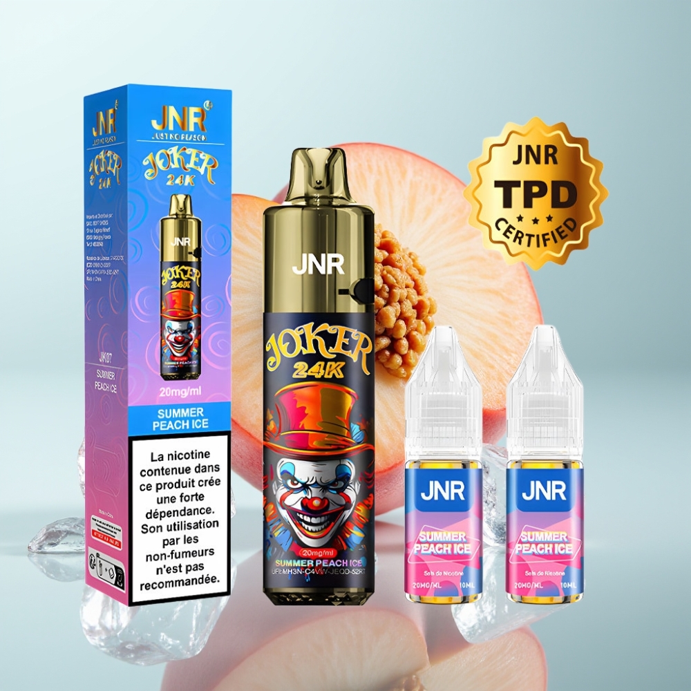 JNR Joker 24K Pūšu Refillable Vienreizējais Vape — Vasaras Persiku Ledus, 800mAh, Type-C, 2% nikotīna
