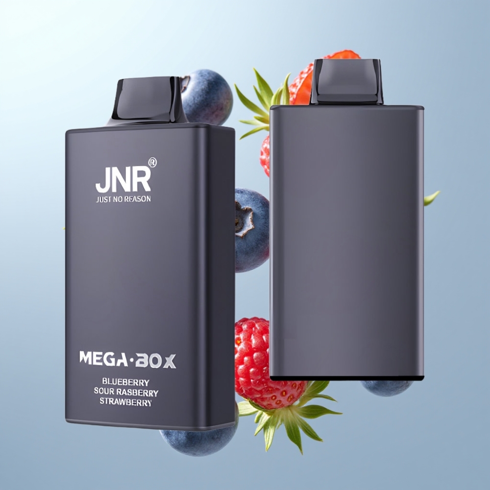 JNR Mega Box 25000 Pūti Disposable Vape Zilā ķirše-Mellenes-Avenes, 30ml, 850mAh, Type-C