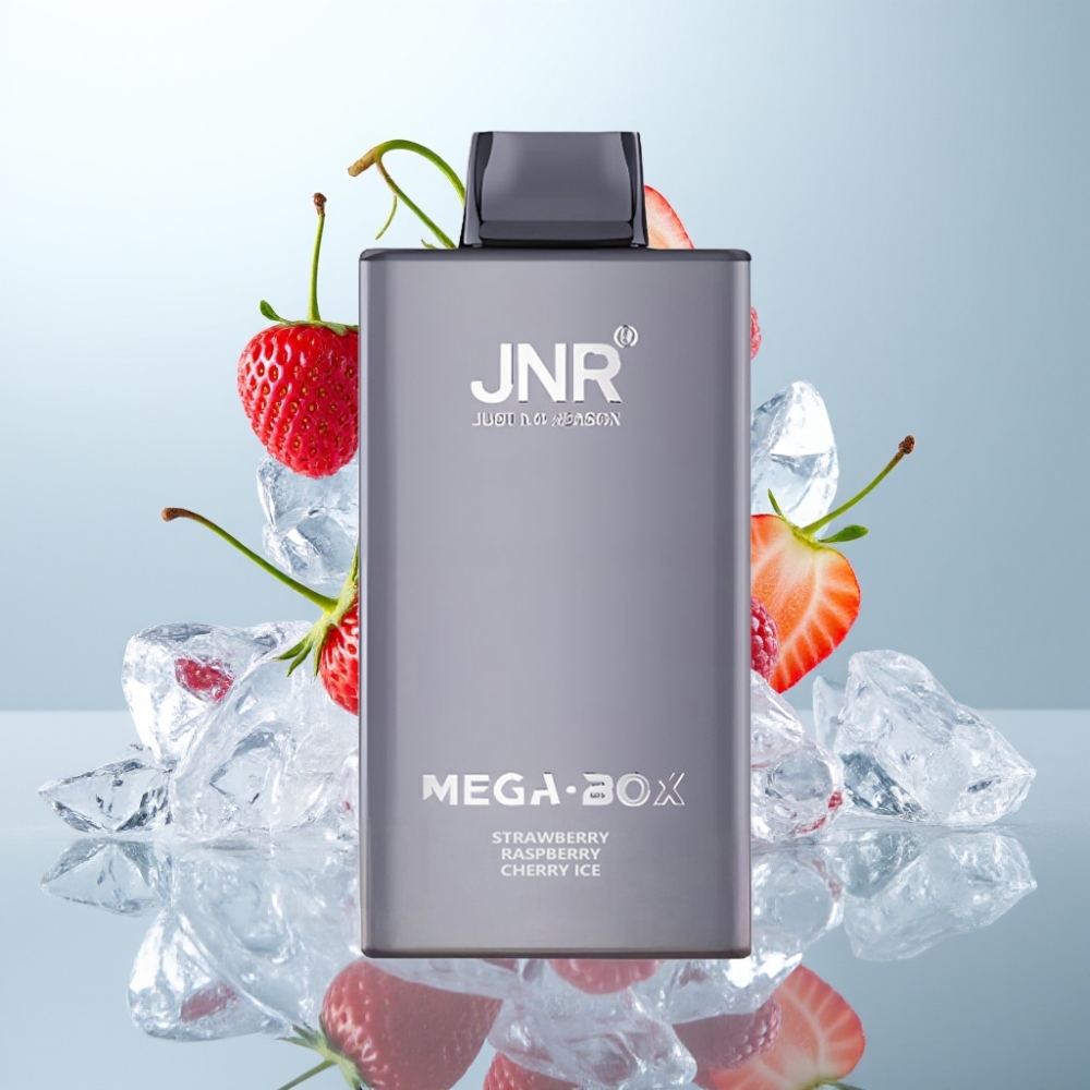 JNR Mega Box 25000 Puffs Disposable Vape Zemeņu Aveņu Ķiršu Ledus, 30ml, 2% Nikotīna
