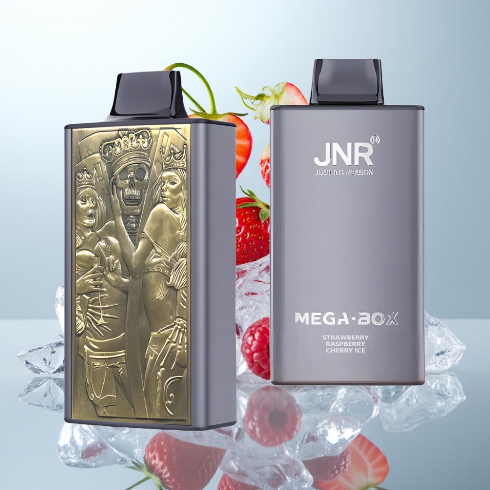 JNR Mega Box 25000 Puffs Disposable Vape Zemeņu Aveņu Ķiršu Ledus, 30ml, 2% Nikotīna