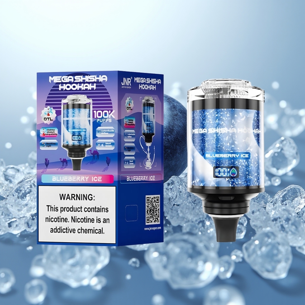 JNR Mega Shisha 100K 60ml 2200mAh Type-C Zilā Gaisma Mellenes Ledus