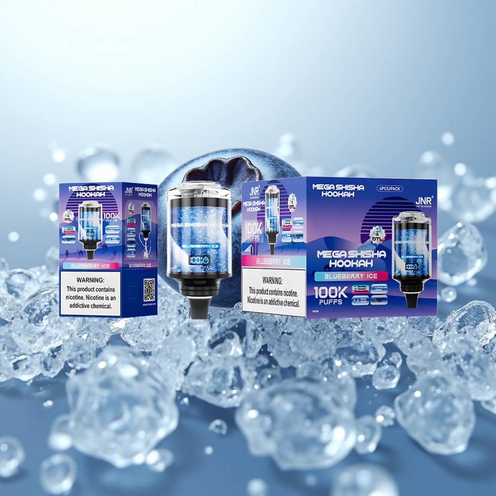 JNR Mega Shisha 100K 60ml 2200mAh Type-C Zilā Gaisma Mellenes Ledus