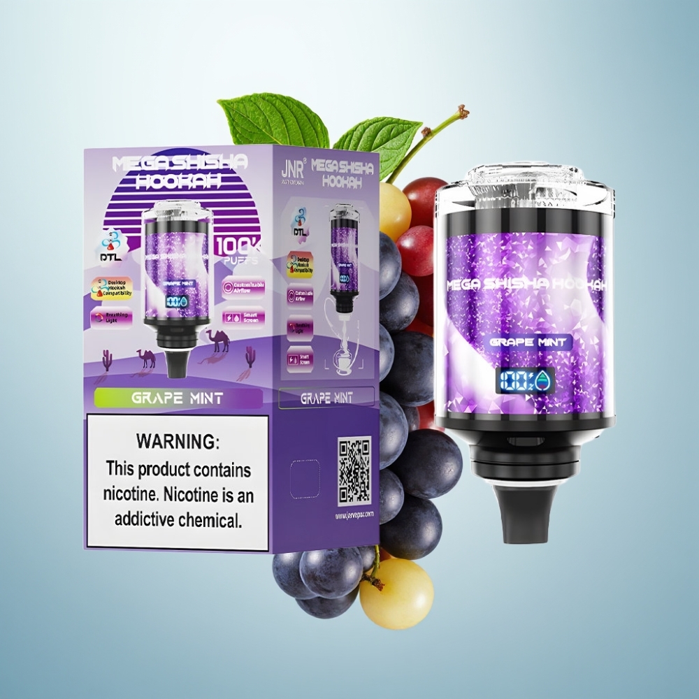 JNR Mega Shisha 100K Desktop Grape Mint, 60ml, 2200mAh, Type-C