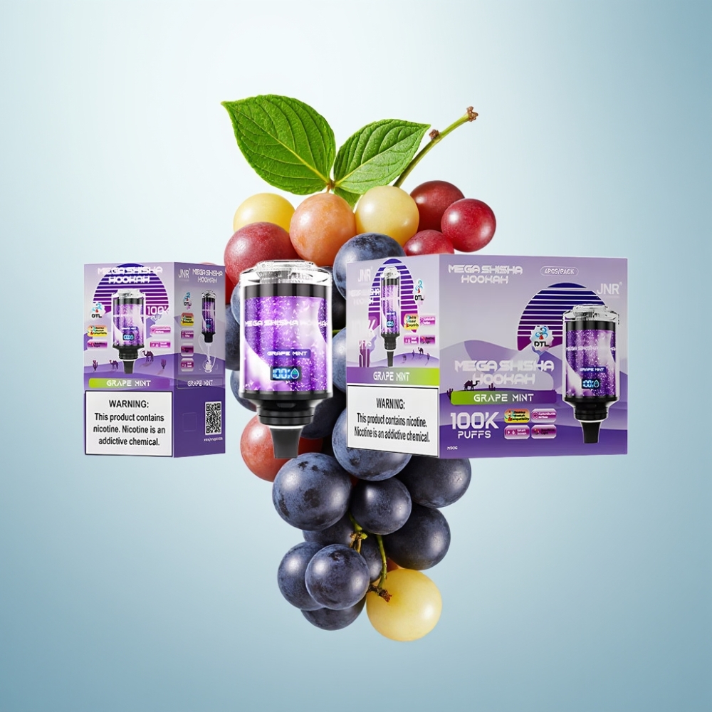 JNR Mega Shisha 100K Desktop Grape Mint, 60ml, 2200mAh, Type-C