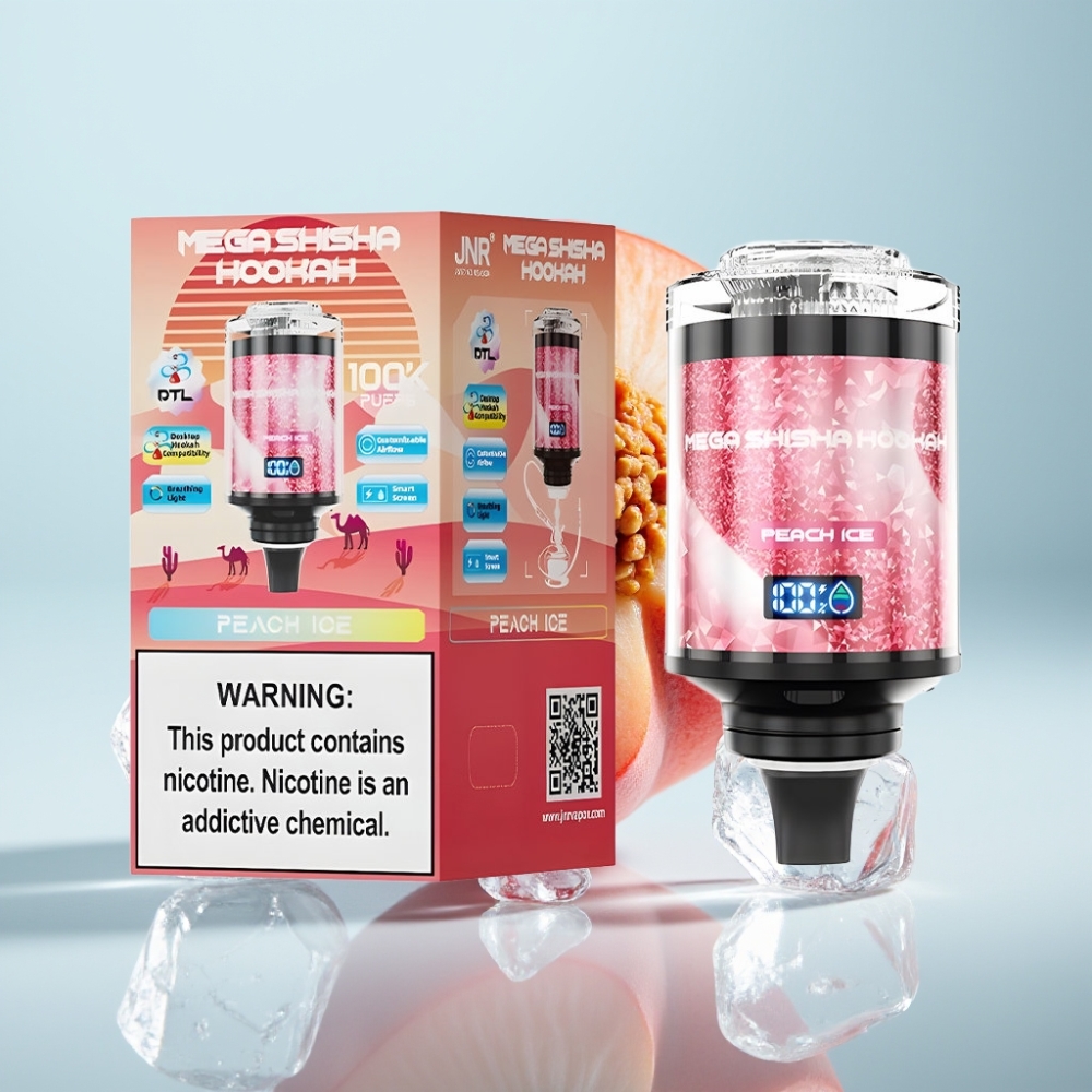 JNR Mega Shisha 100K Desktop, Persiku Ledus, 60ml, 2200mAh, Type-C