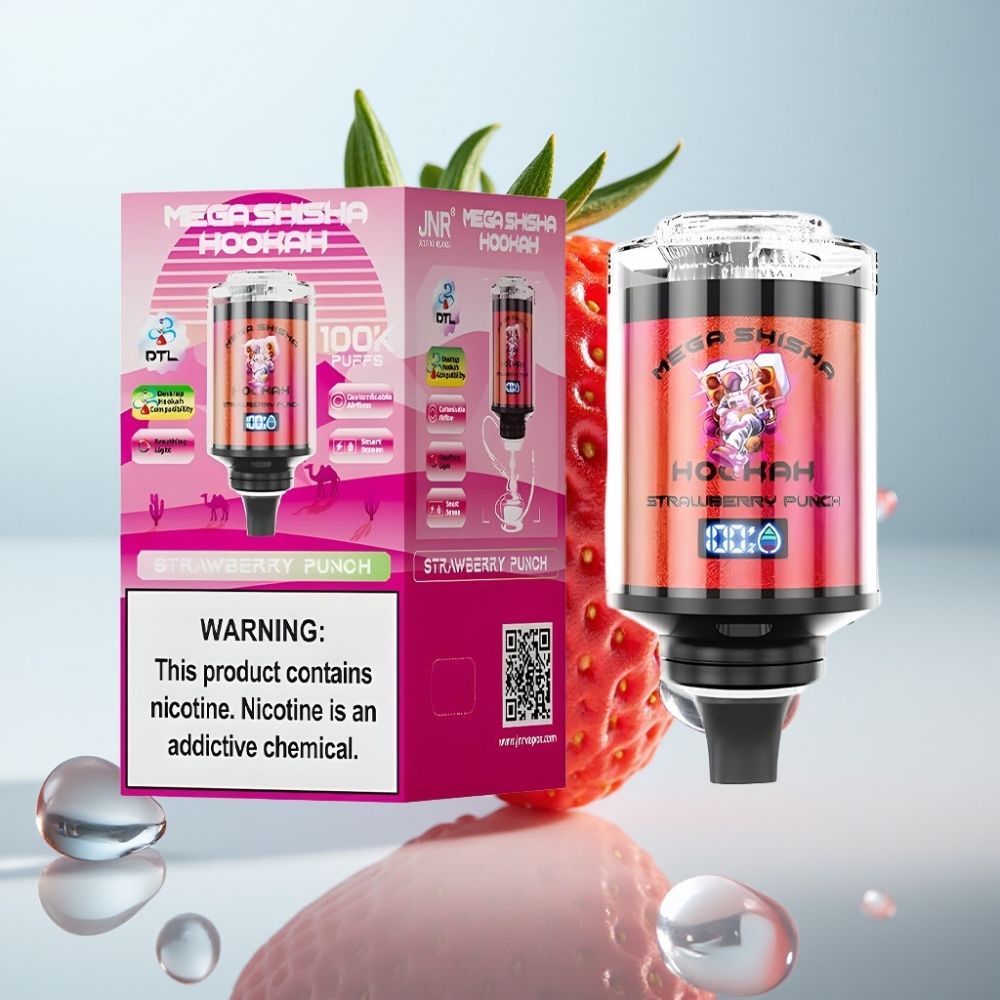 JNR Mega Shisha 100K Zemeņu Punšs, 60ml, 2200mAh, Type-C