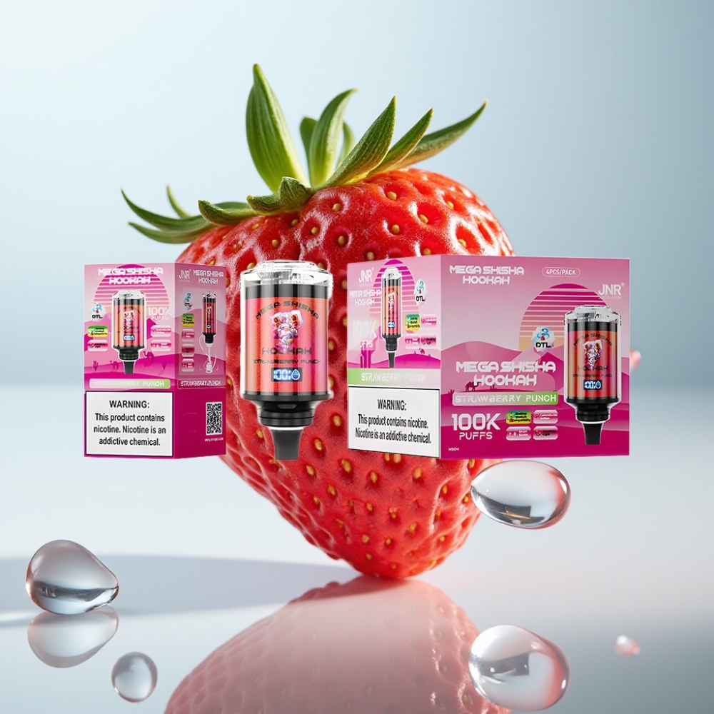 JNR Mega Shisha 100K Zemeņu Punšs, 60ml, 2200mAh, Type-C