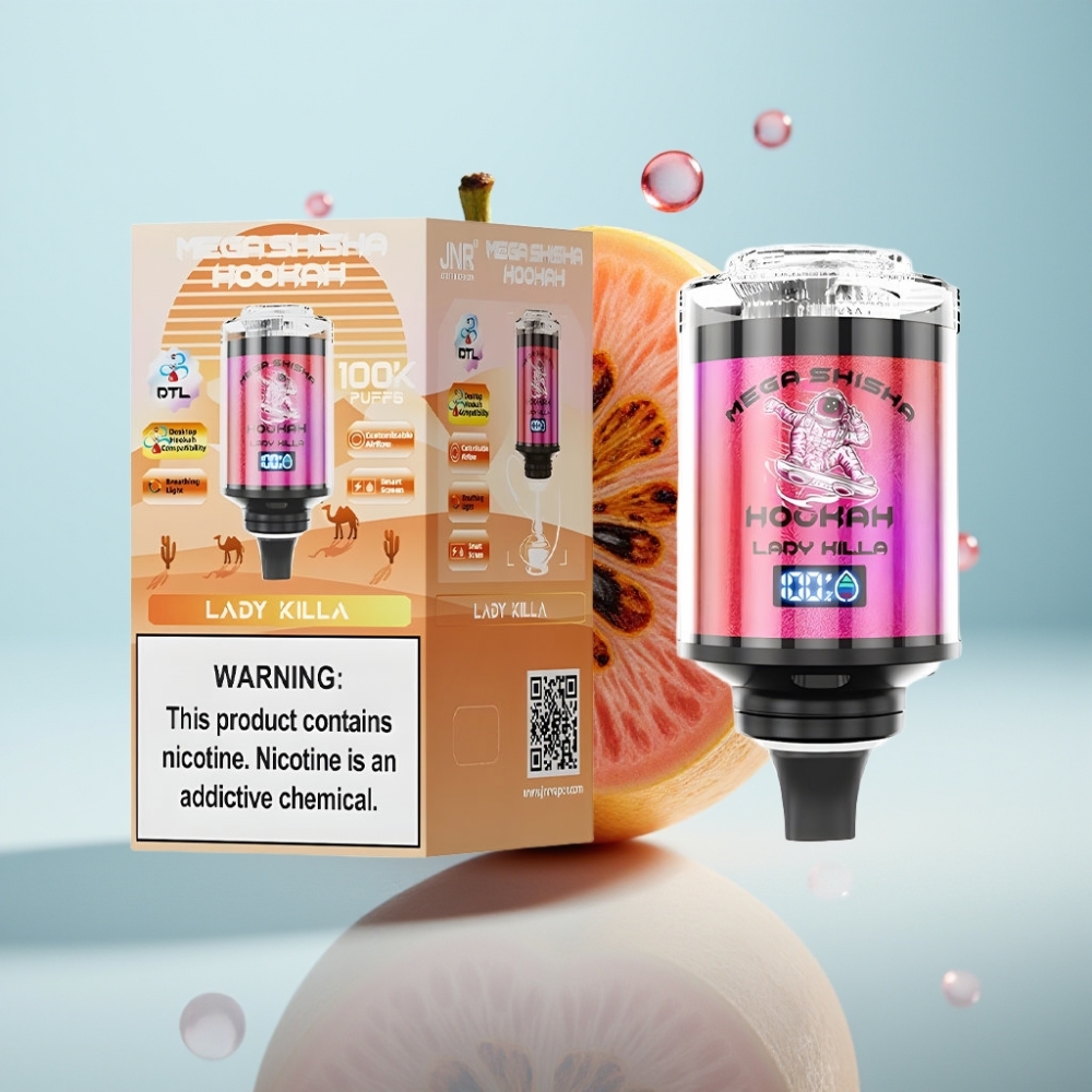 JNR Mega Shisha Hookah Desktop 100K 60ml 2200mAh Type-C Lady Killa