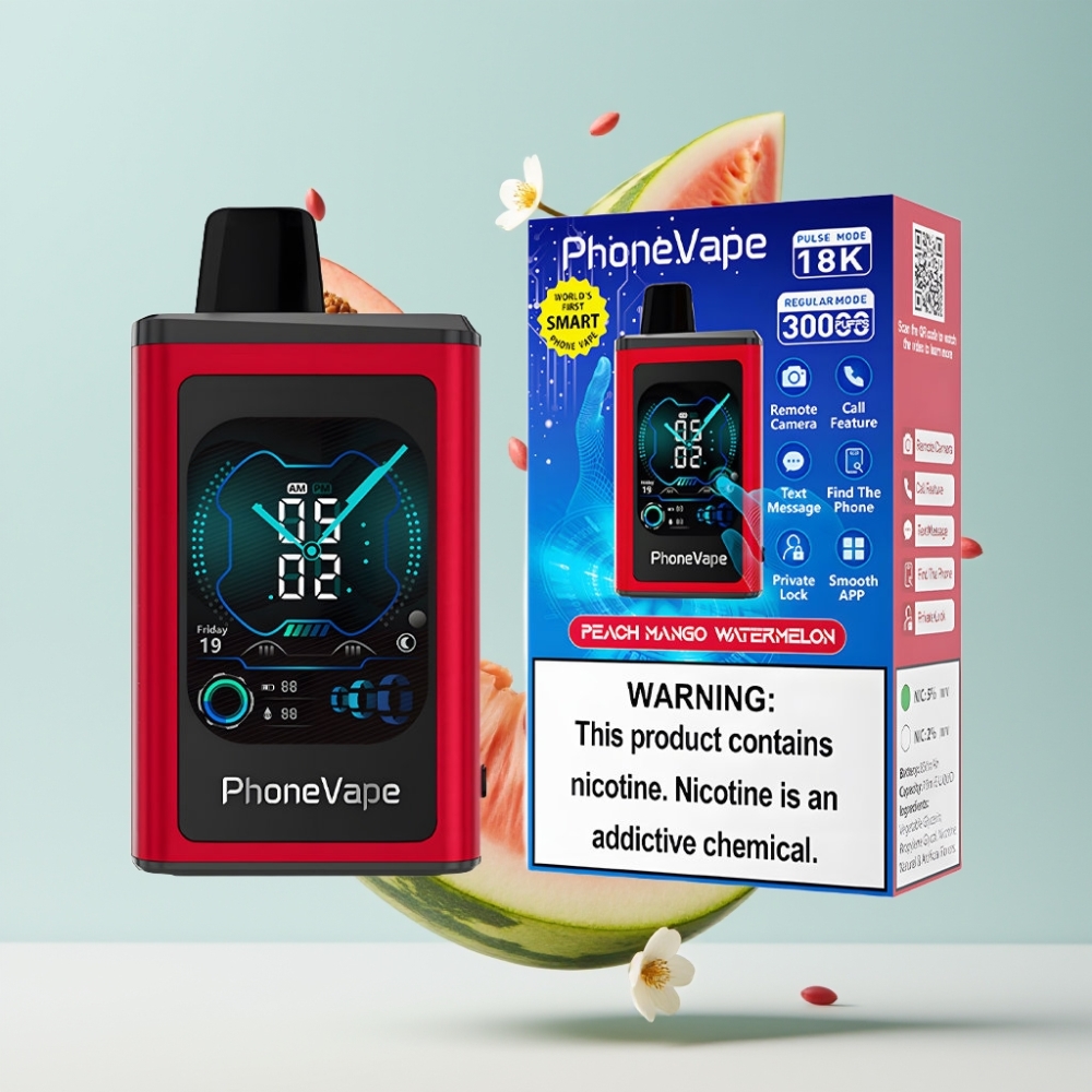 JNR PhoneVape 30000 pūči Disposable Vape Persiku Mango Arbūzs, 850mAh, Type-C, Turbo, Apps