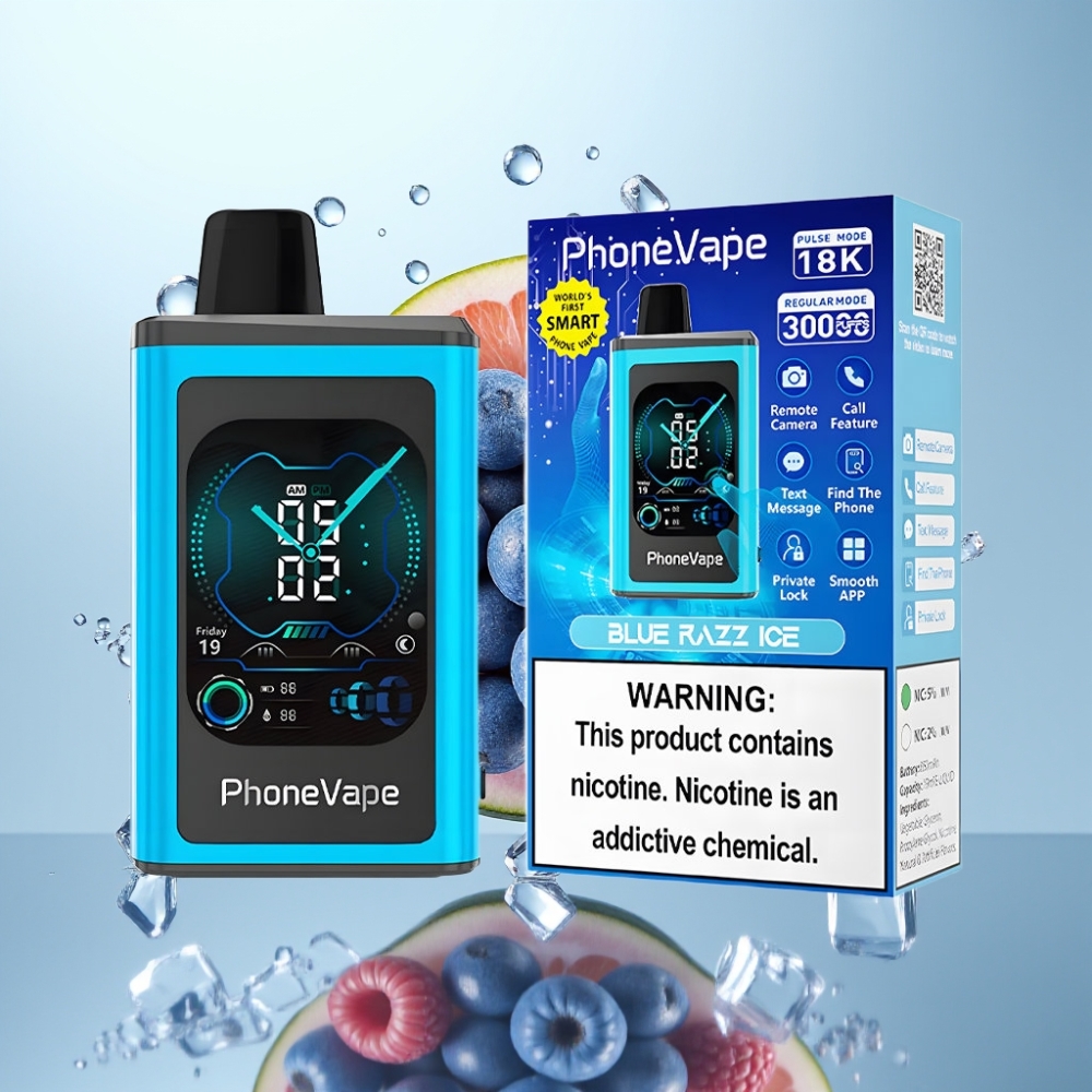 JNR PhoneVape 30000 piepildījumi Disposable Vape Blue Razz Ice, 850mAh, Type-C, Turbo, Airflow, App, 2%/5%