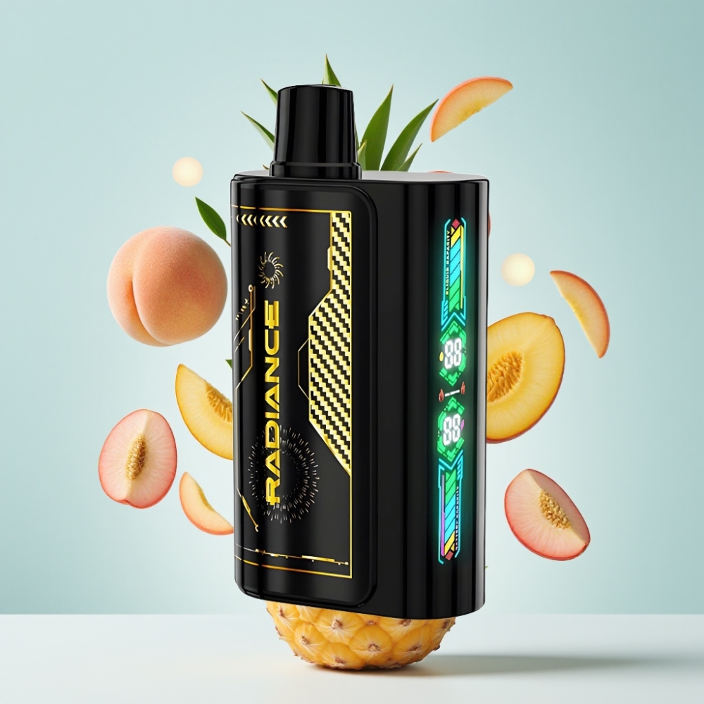 JNR Radiance 31000 Pūšu Disposable Vape PEACH MANGO PINEAPPLE 28ml 2% Nikotīns