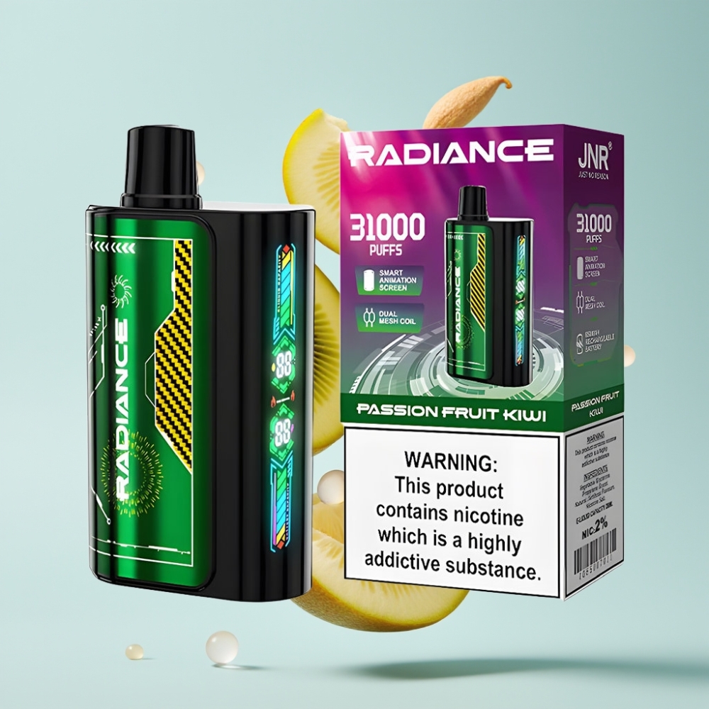 JNR Radiance 31000 Puffs Disposable Vape PASSION FRUIT KIWI, 28ml, 2% Nikotīns, Type-C
