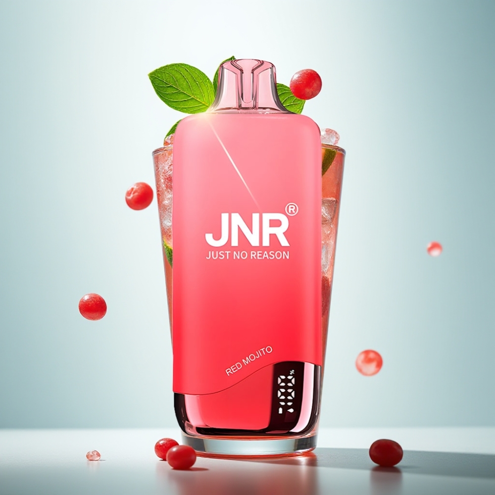 JNR Rainbow 10500 Puffs Izmērā 98mm×39mm×25mm ar 18ml e-Liquid, 0.8ohm Mesh Coil, Red Mojito