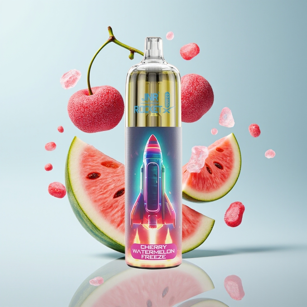 JNR Rocket-X 12400 Pūfu Disposable Vape Kiršu Arbūza Ledus, RGB, Type-C, 25ml