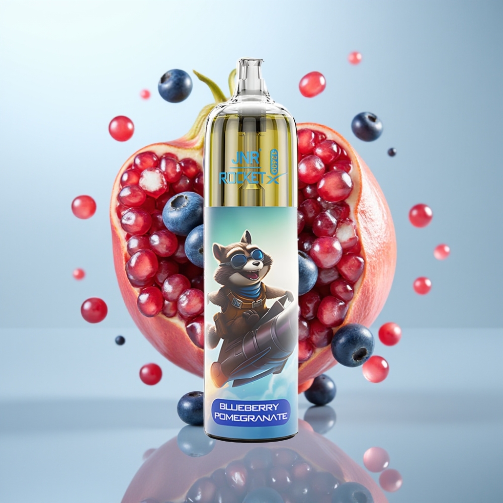 JNR Rocket-X 12400 Pūfu Disposable Vape Zilā ķirše-Granātā, RGB, Type-C, 850mAh