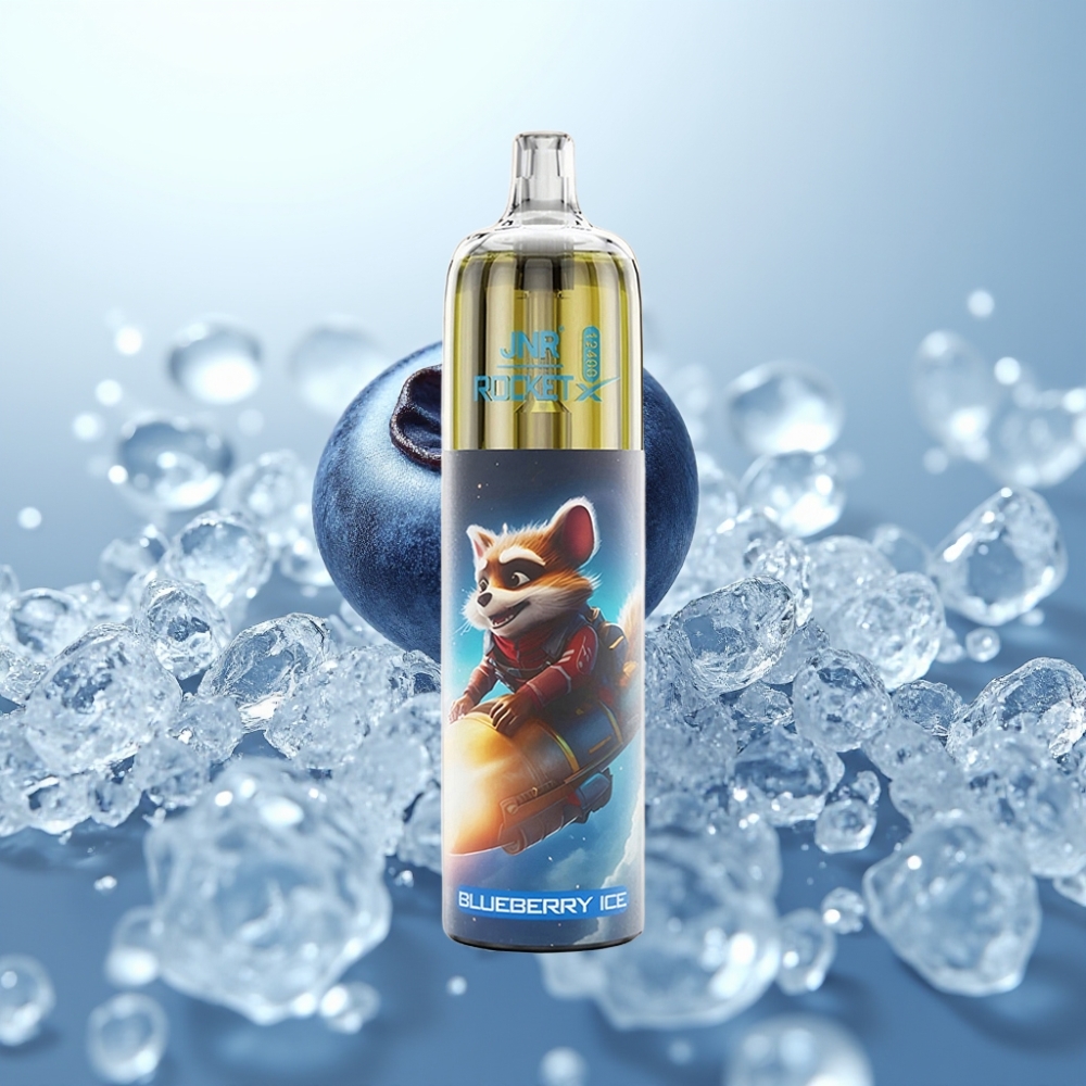 JNR Rocket-X 12400 Pūfu Disposable Vape Zilenes Ledus, 25ml, RGB Gaismas