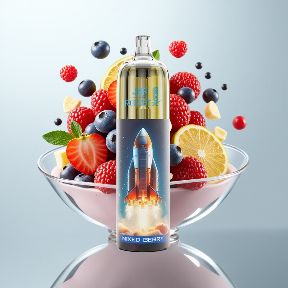 JNR Rocket-X 12400 Puffs Disposable Vape Jauktās Ogles, RGB, 850mAh, Type-C