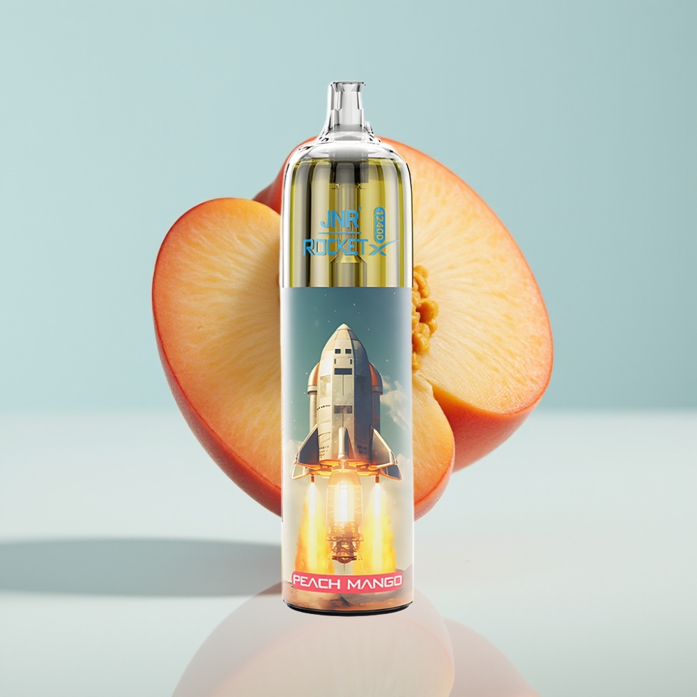 JNR Rocket-X 12400 Puffs Disposable Vape Persiku Mango, 25ml, RGB gaismas, Type-C