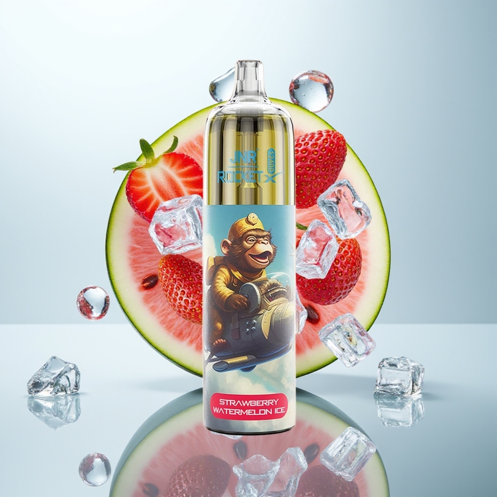 JNR Rocket-X 12400 Puffs ar Ajustējamu Gaisa Plūsmu, RGB Gaismām un 1.2ohm Serdes – Zemeņu Arbūzu Ledus