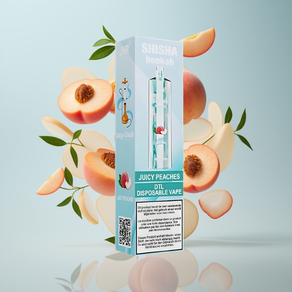 JNR Shisha Hookah 12000 Puffs Disposable Vape Sulas Persiki, 24ml, 750mAh, Type-C