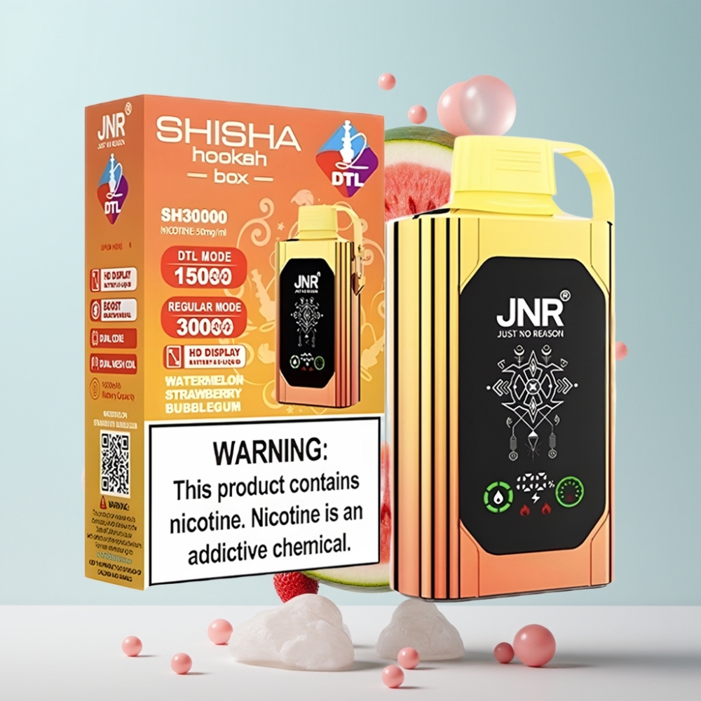 JNR Shisha Hookah Box 20500 Pūtas Disposable Vape Arbūzu Zemeņu Bubblegum 25ml 5%