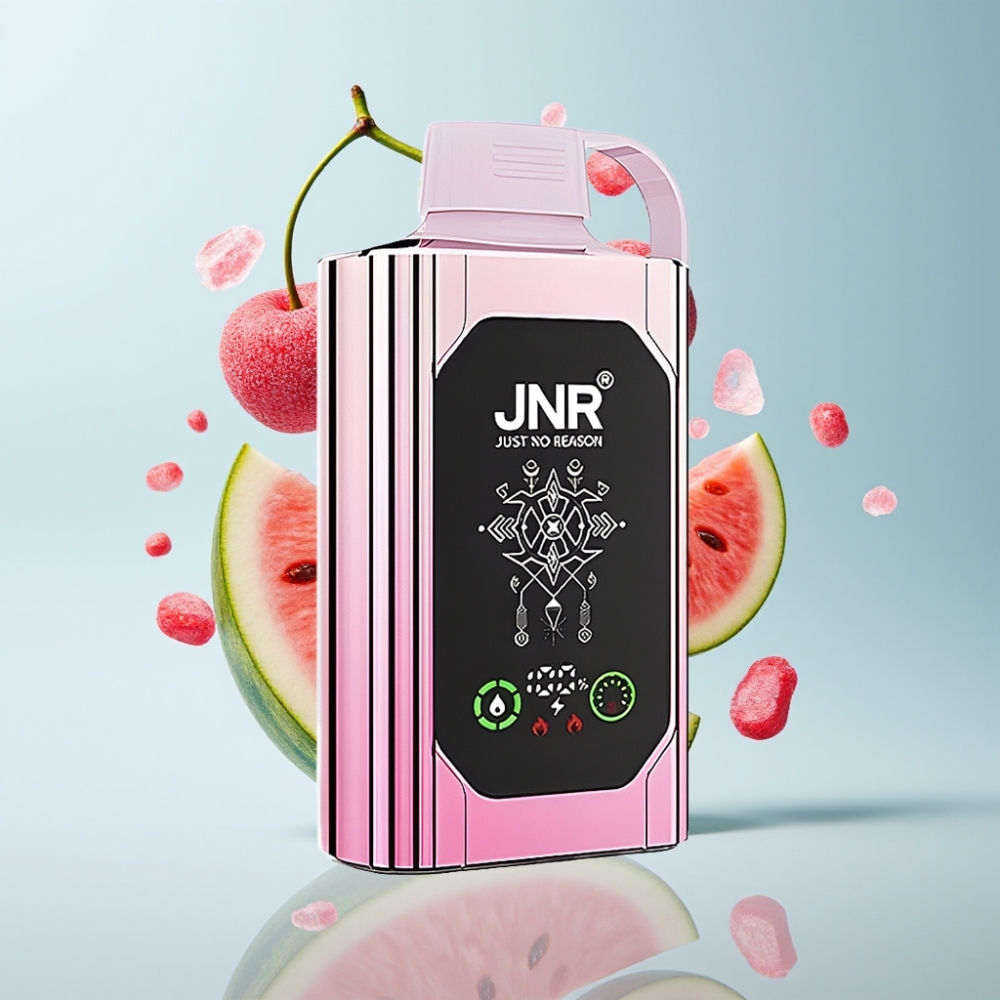 JNR Shisha Hookah Box 20500 Puffs Disposable Vape Kiršu Arbūza Ledus ar HD Display, 1000mAh, Type-C, 25ml