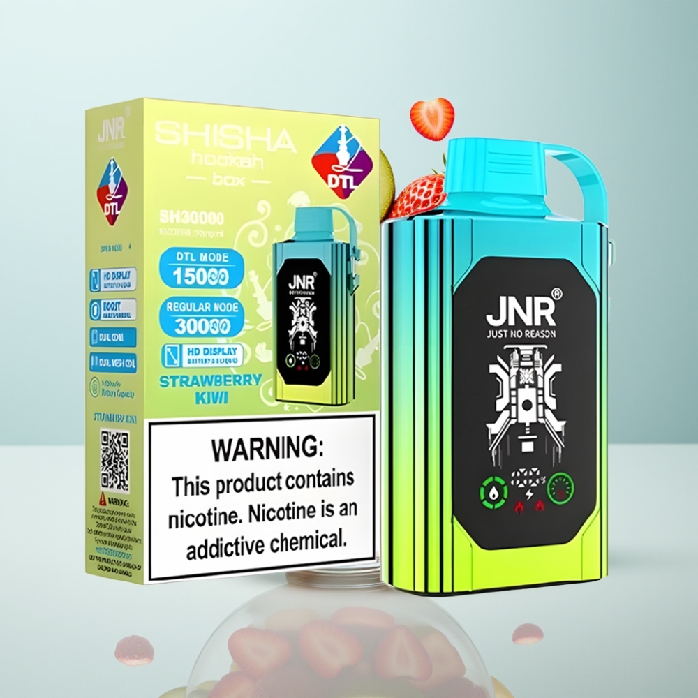 JNR Shisha Hookah Box 20500 Puffs Disposable Vape Zemeņu-Kivi