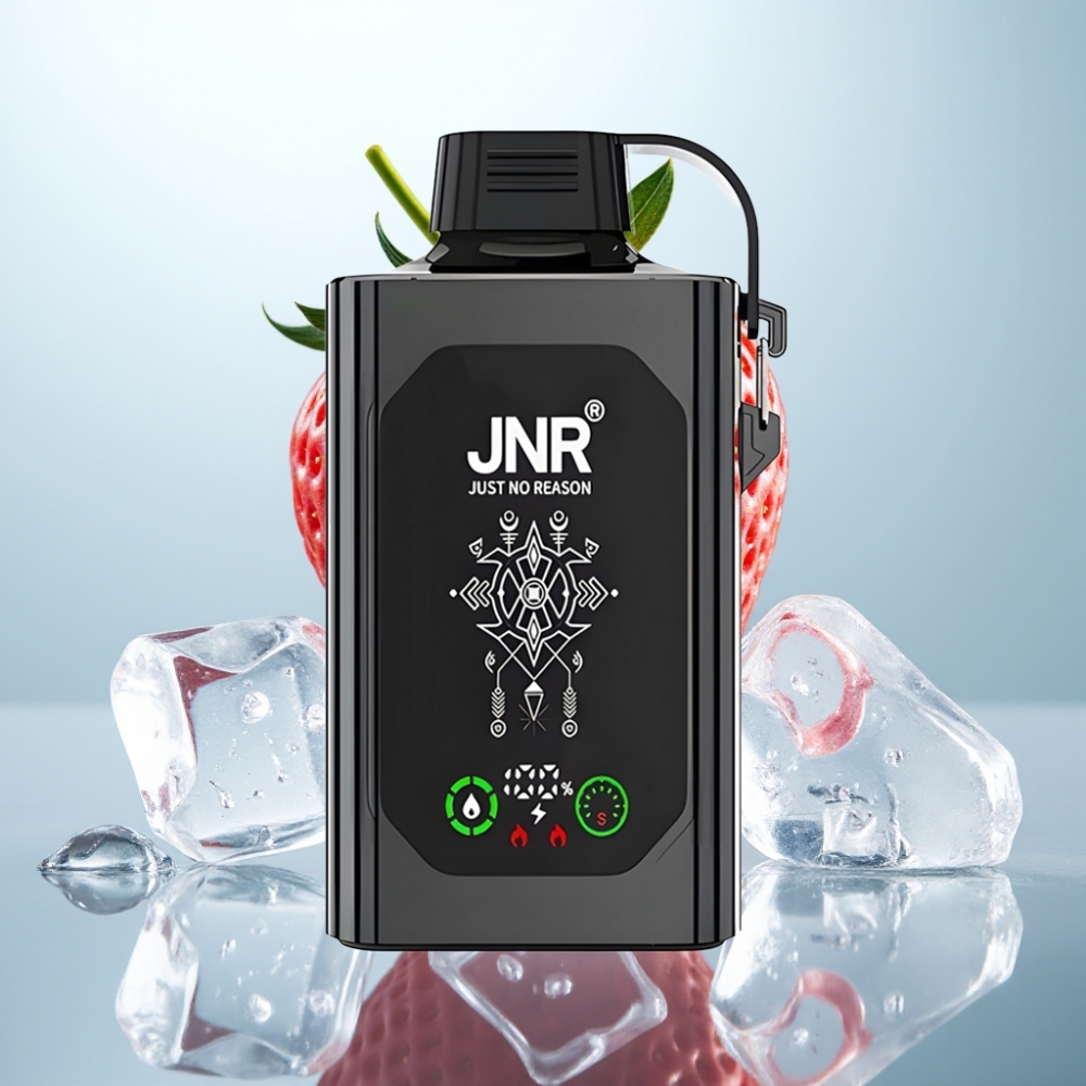 JNR Shisha Hookah Box 20500 Puffs Disposable Vape Zemeņu Ledus, HD displejs, 25ml, Type-C