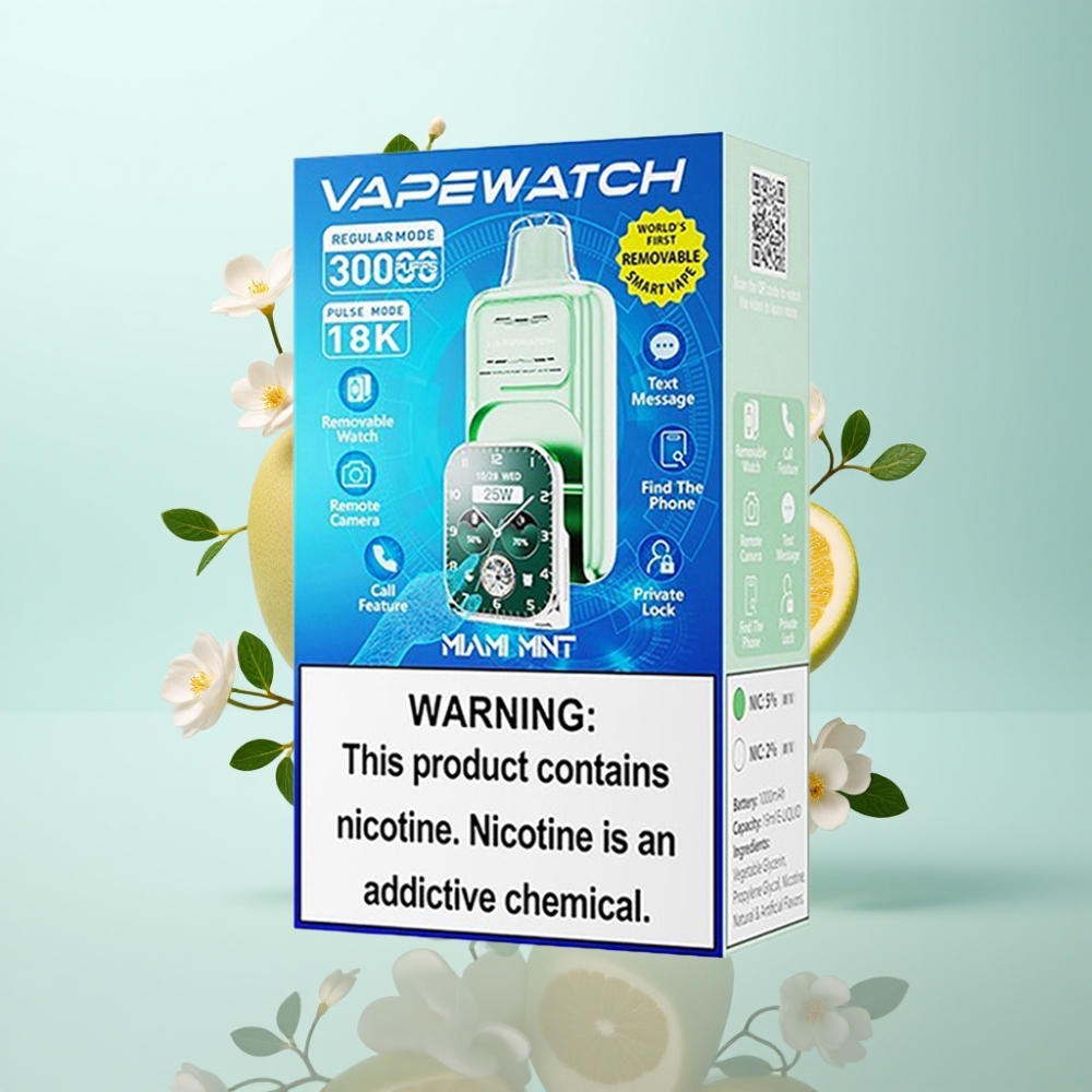 JNR VapeWatch 30000 Pūšu Disposable Vape Miami Mint, 1000mAh, 19mL, 5%