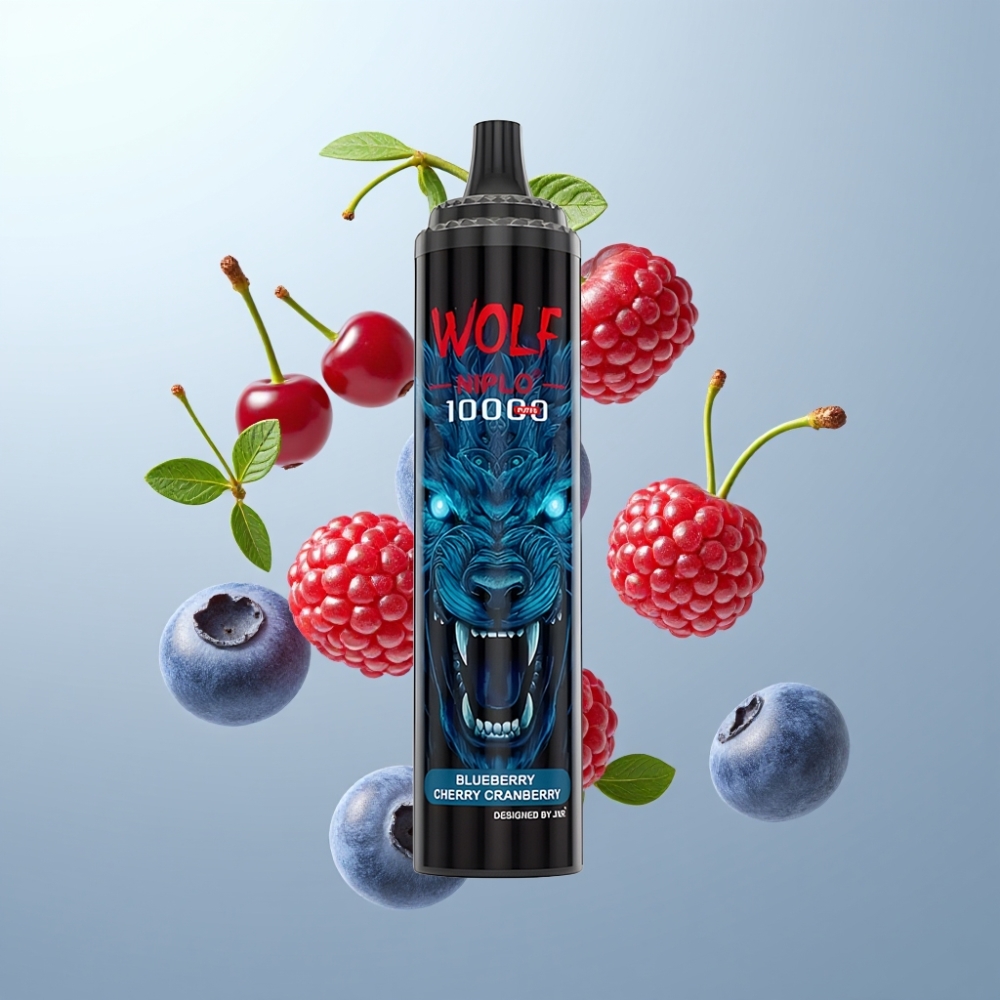 JNR Wolf Niplo 10000 Puffs 20ml Zemenes Ķiršu Dzērveņu ar Type-C