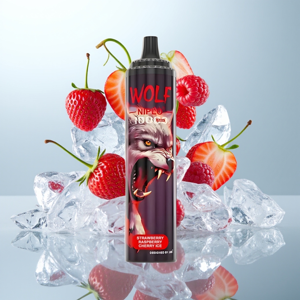 JNR Wolf Niplo 10000 Puffs (Zemeņu, Aveņu, Ķiršu Ledus) 20ml, 650mAh, Type-C