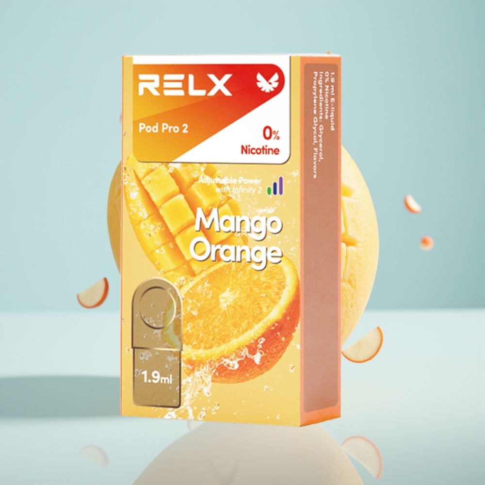 RELX Pod Pro 2 0% Nikotīns, 600 puffs, 1.9ml, Mango Orange