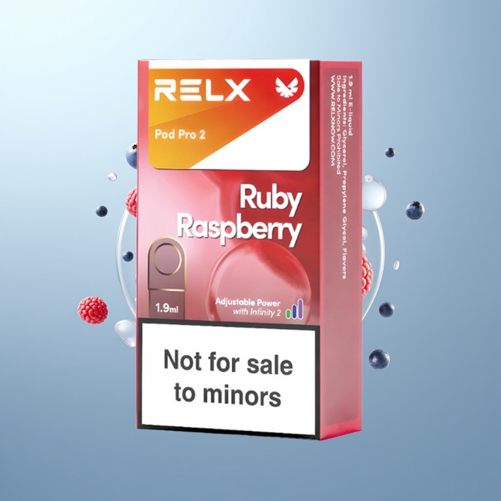RELX Pod Pro 2 0% Nikotīns, 600 puffs, 1.9ml, Zilā Aveņu Garša