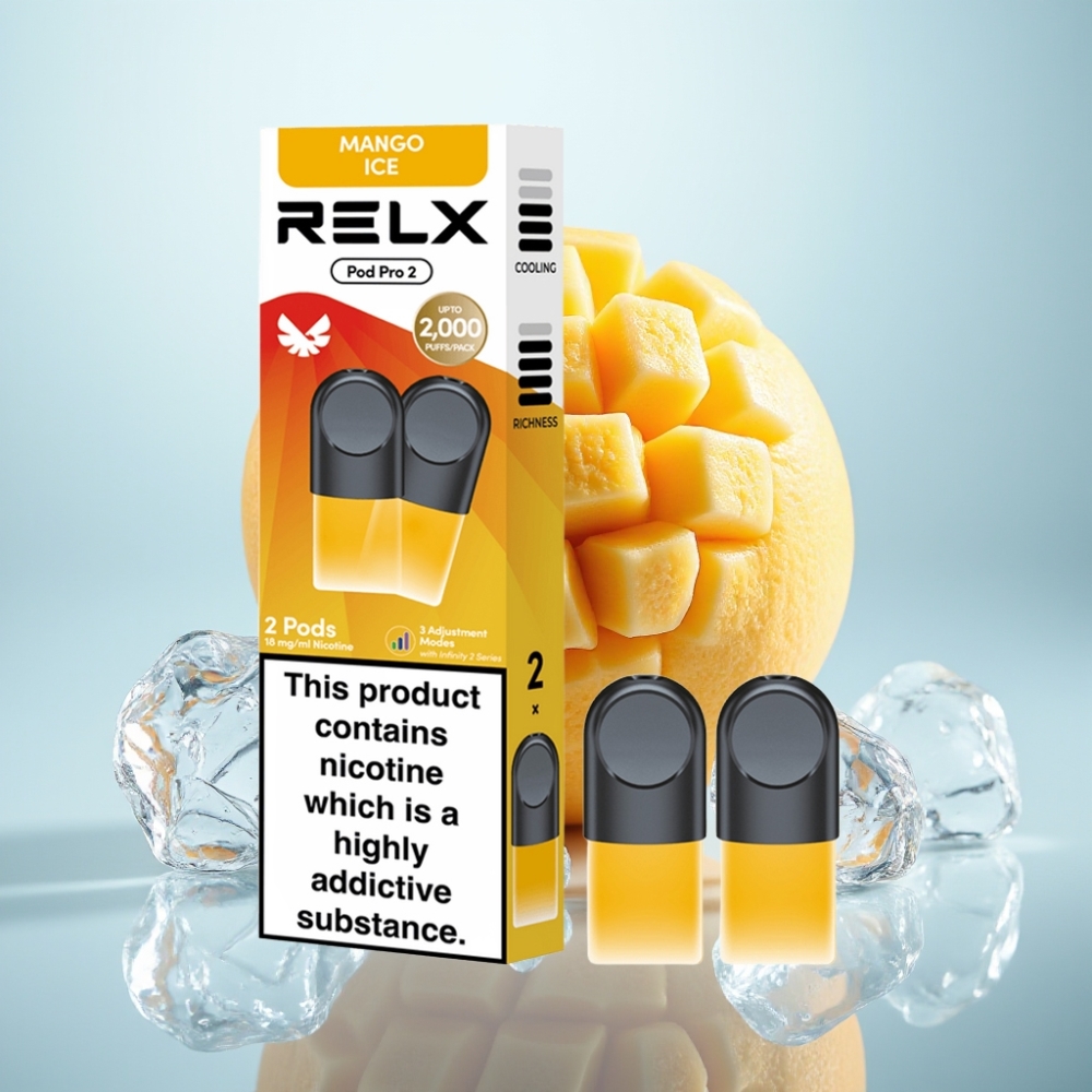 RELX Pod Pro 2 1,8% Nikotīna Mango Ice 1,9ml 600 pūpieni 3 jaudas režīmi
