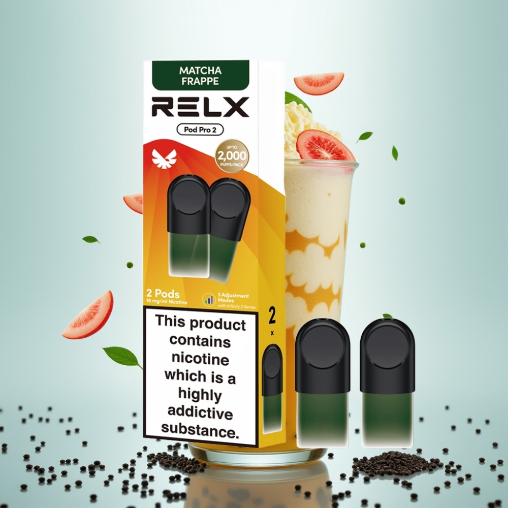 RELX Pod Pro 2 1.8% Nikotīns 600 Puffi 1.9ml Tēja-Matcha Frappe