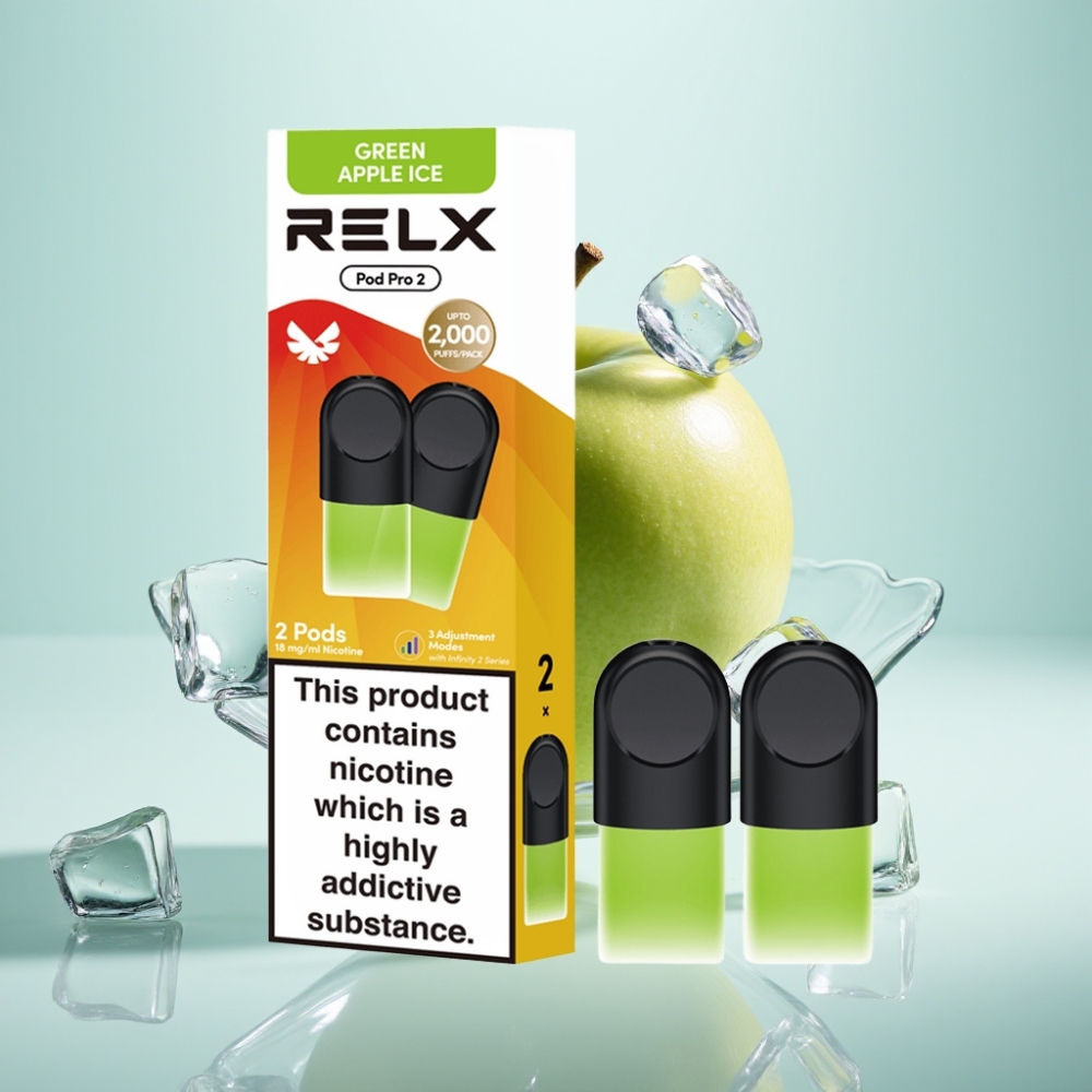 RELX Pod Pro 2 1,9ml 600 pūtiņas 1,8% nikotīna Zaļā ābola ledus
