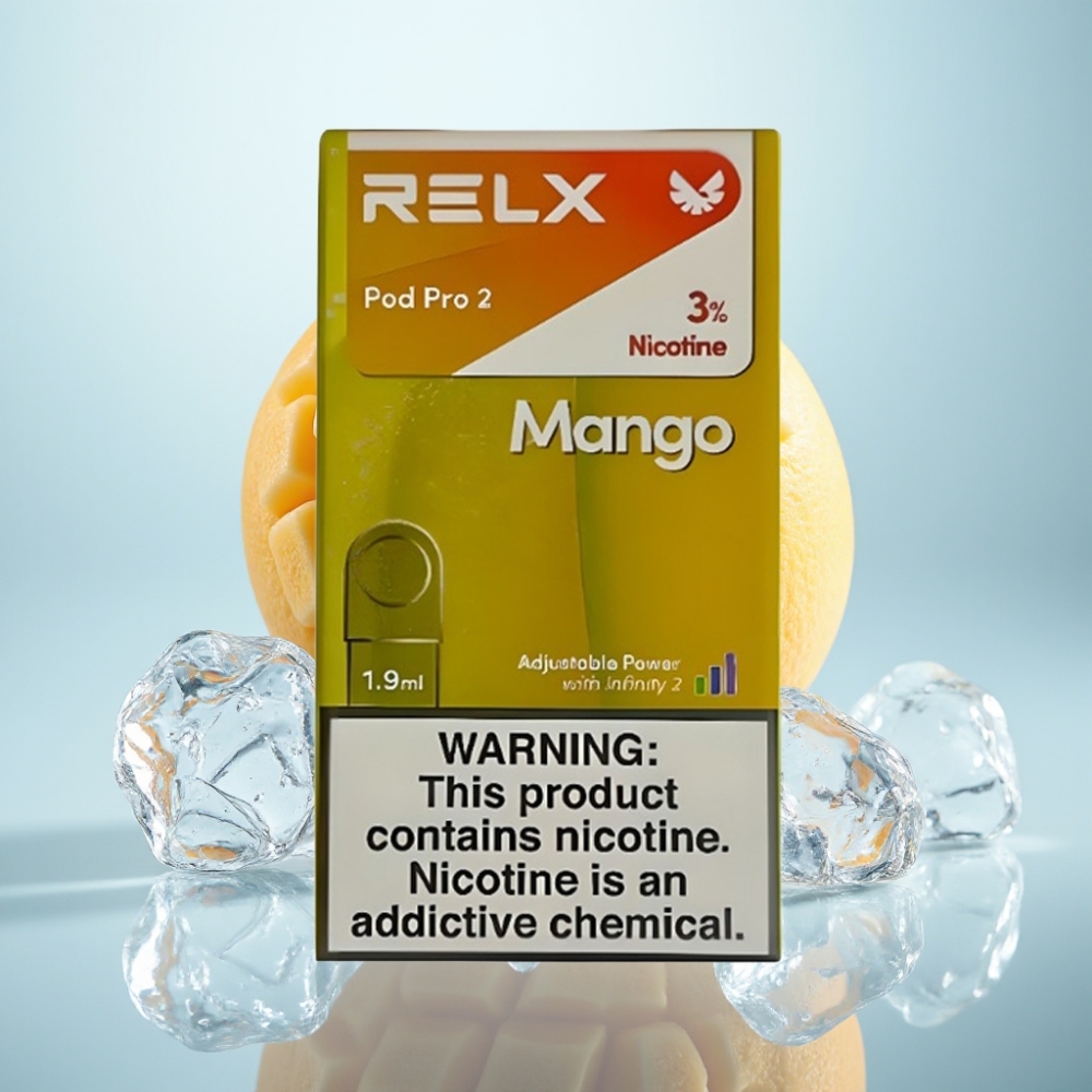 RELX Pod Pro 2 3% Mango Ice 1,9ml 600 pūtiņas 2/3 paku