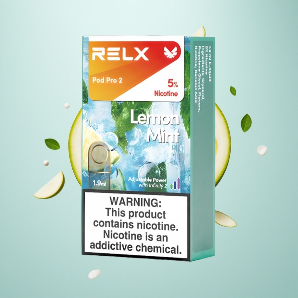 RELX Pod Pro 2 5% Nikotīns 600 Pūkšķi 1.9ml Citronu Mētra