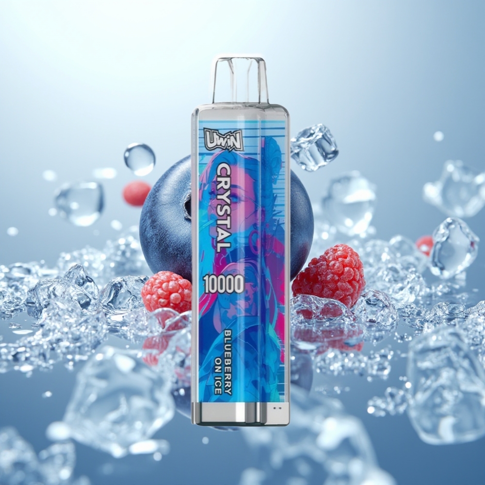 UWIN Crystal 10000 Pūšu Disposable Vape (Zemeneņu Ledus) – 18ml, 0.8Ω, RGB