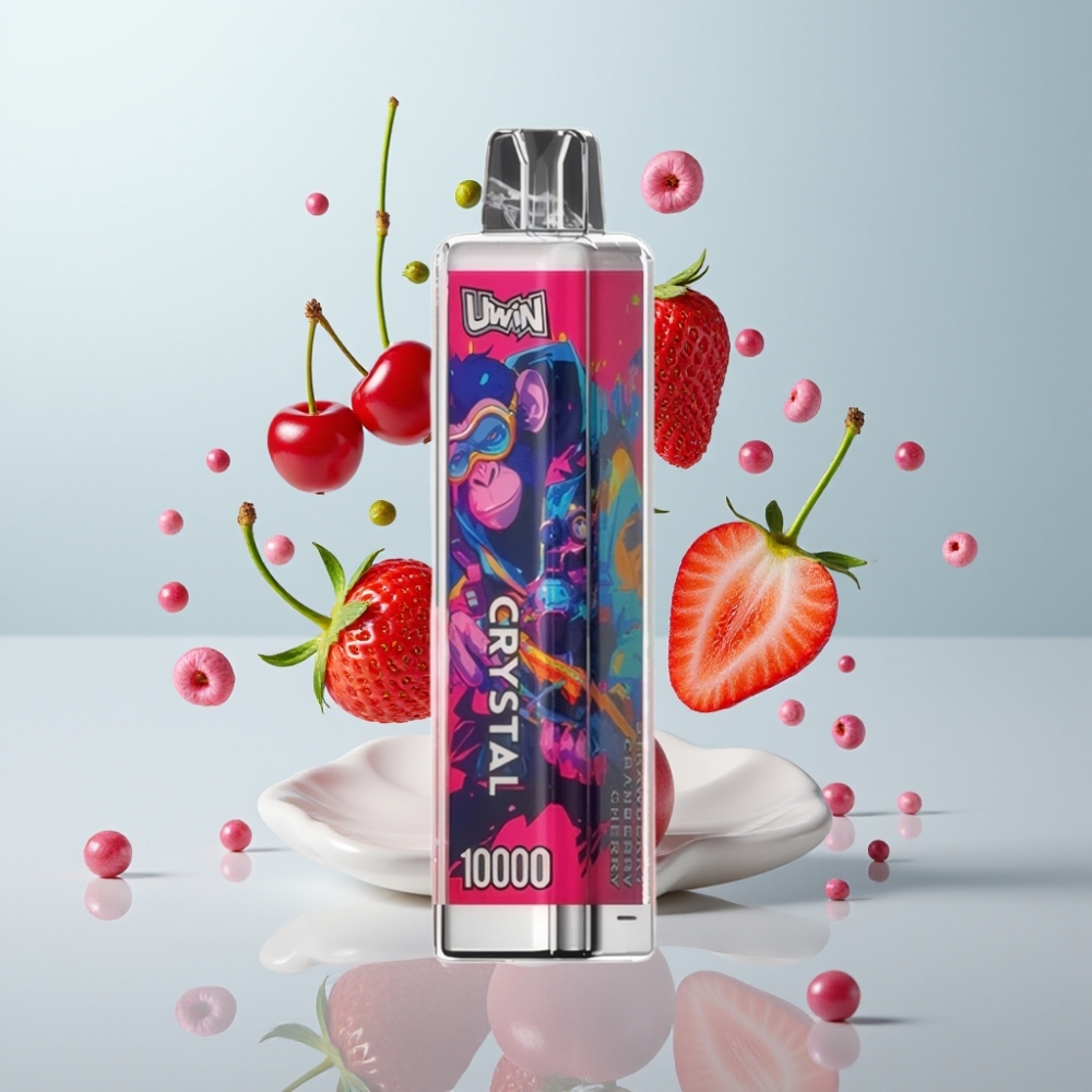 UWIN Crystal 10000 Puffs Disposable Vape Zemeņu Brūkleņu Ķiršu 18ml 0.8Ω RGB