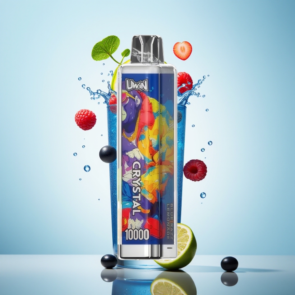 UWIN Crystal 10000 Puffs Disposable Vape Zilā Aveņu Limonāde, 18ml, 5% nikotīna, Type-C